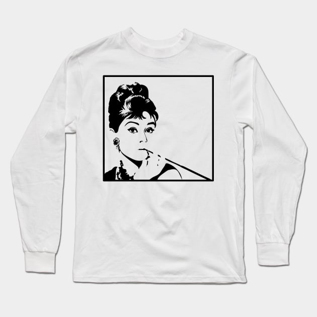 Audrey Hepburn Long Sleeve T-Shirt by Randomart